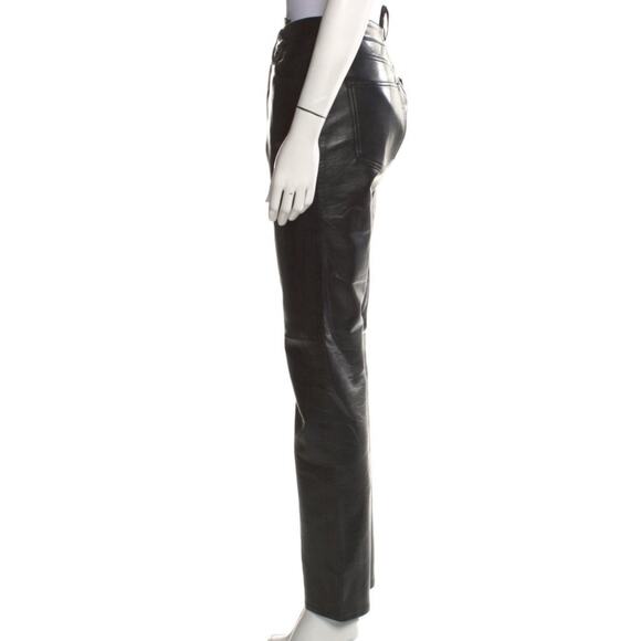 Agolde Criss Cross Straight Black Soft Recycled Leather Pants 25 $378 - Picture 6 of 12
